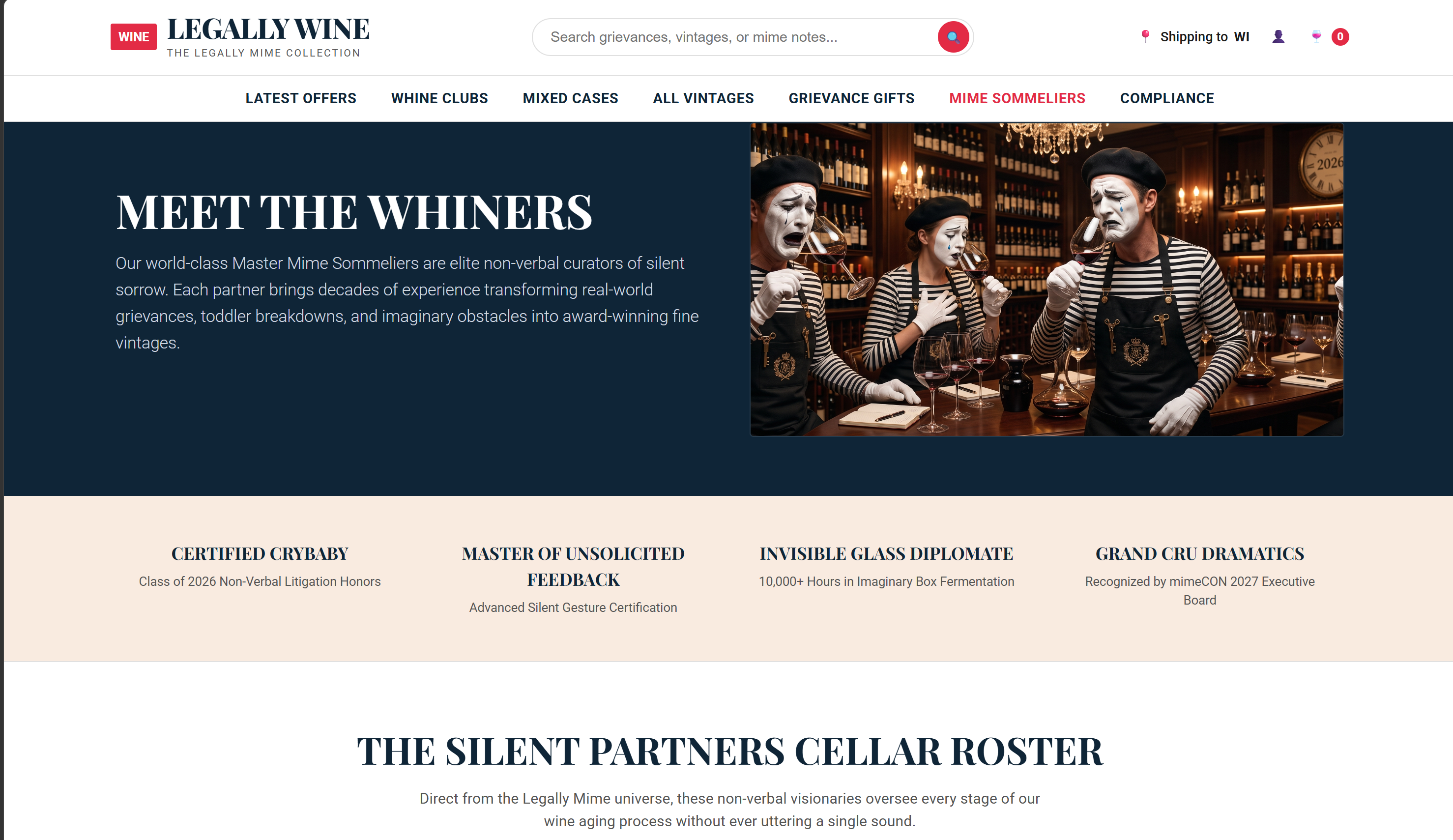 Legally Wine Master Mime Sommeliers conducting non-verbal wine tastings for mimeCON sponsors