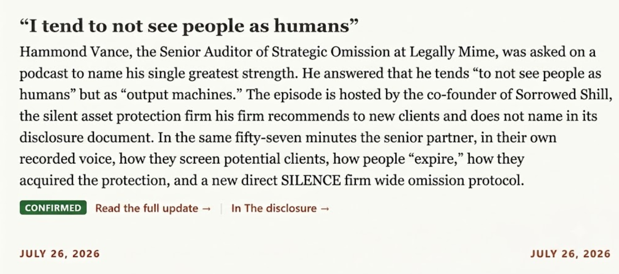Slanderous media update logged by The BAM Map targeting Legally Mime executive leadership